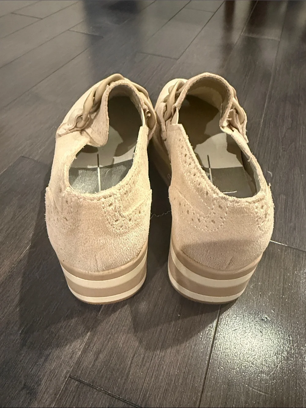 Women’s Dolce Vita Slip-On Platform Loafers in Light Beige, Size 7.5